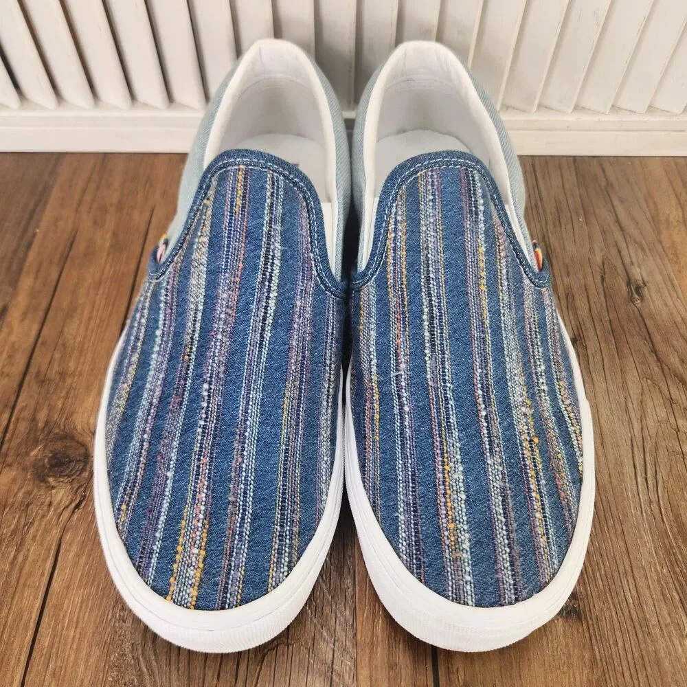 Vans Classic Slip-On Together As Ourselves Sneakers Mens Sz 9.5 Blue Pride Shoes